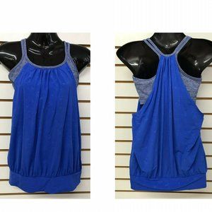 Leo Star Athletica Hera Fooler Layered Look Yoga Tank Racer Bra Top